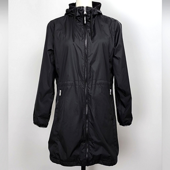 Calvin Klein Women's 3/4 Length Black Nylon Hooded Jacket Fleeced Lined Size M - Picture 3 of 15